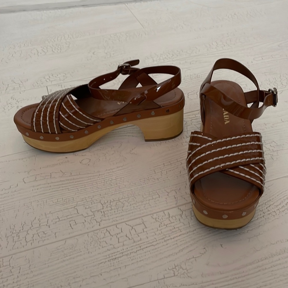 Prada Wooden Platform Sandals